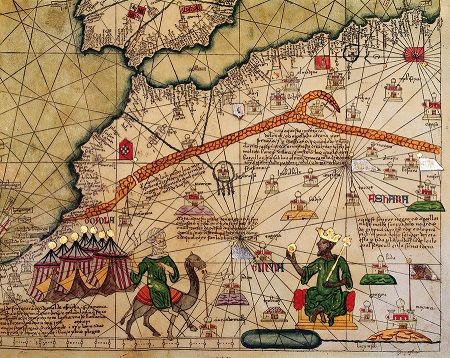 Detalle del Atlas catalán o Mapamundi de los Cresques (siglo XIV)